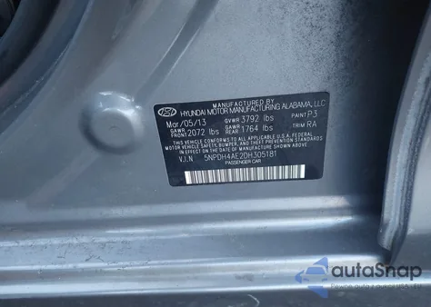 2013 Hyundai Elantra Gls z USA, uszkodzony, nr VIN 5NPDH4AE2DH305181